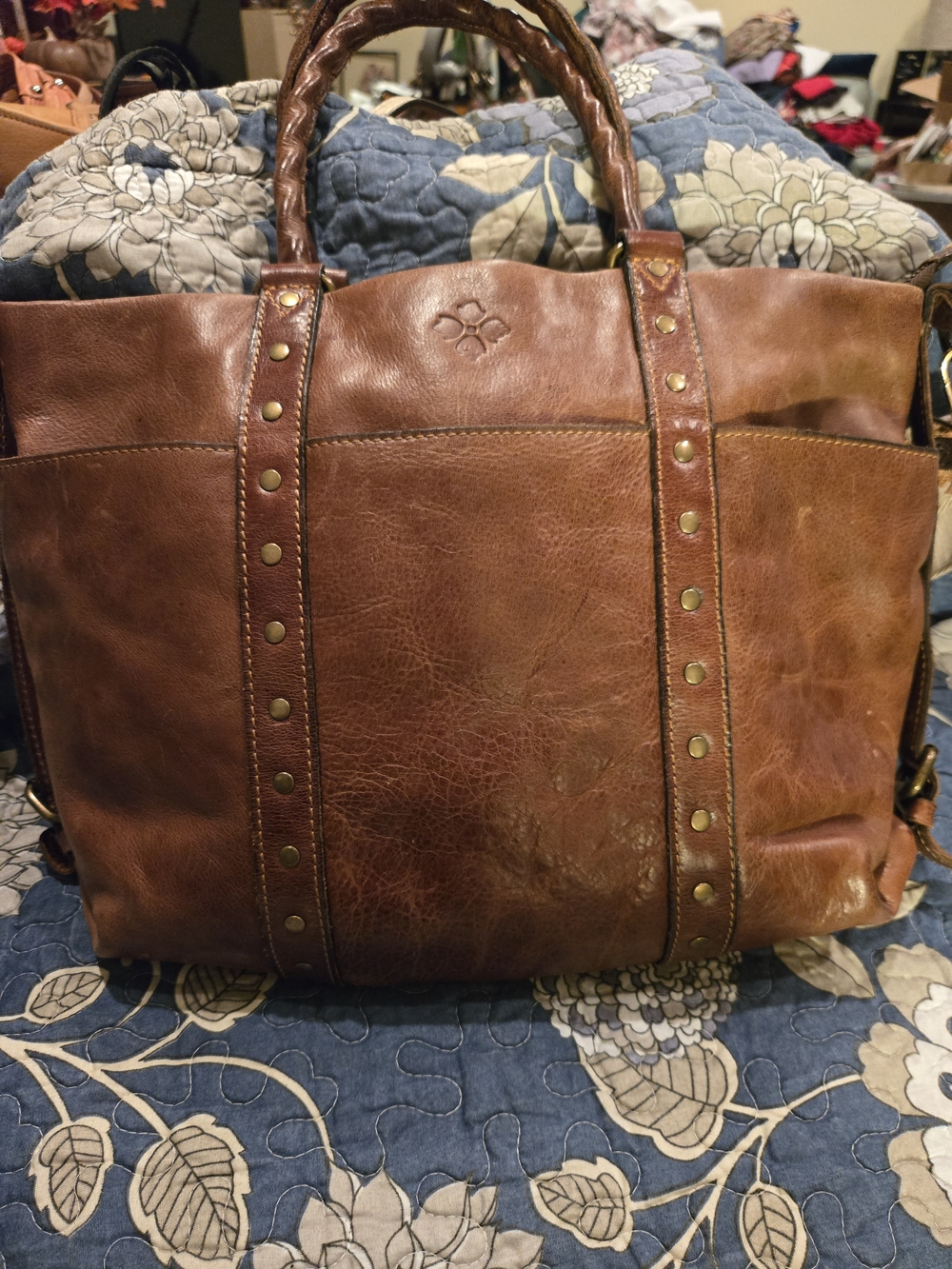 Patricia Nash Carducci Leather Women's Tote. Distressed Brown. Big And Beautiful